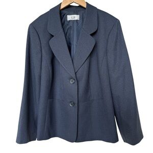 Le Suit Women's Two-Button Blazer Navy Blue Size 16W Tailored Business Casual